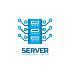 Server - vector logo concept illustration. Database server logo icon. Tech logo. Technology logo sign. Network logo sign. Internet logo sign. Web logo sign. Vector logo template. 
