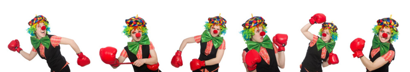Clown in various poses isolated on white