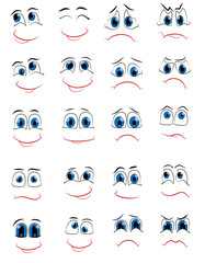 Set of faces with various emotion expressions 