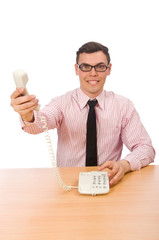 Young businessman isolated on the white