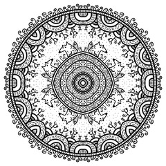 Vector round mandala in childish style.