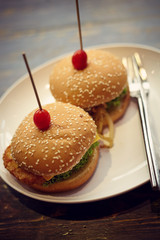 Traditional burgers on the table