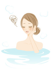 入浴する女性　疲れ