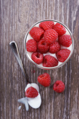 raspberries and yogurt. fresh berries
