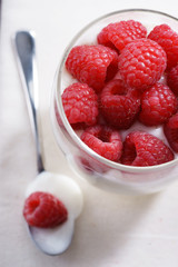 raspberries and yogurt. fresh berries