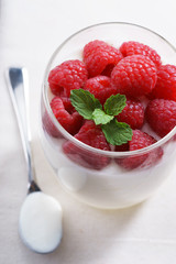 raspberries and yogurt. fresh berries