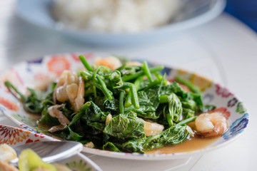 Fried bitter gourd leaf
