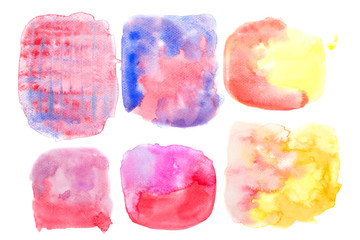 Abstract  set of watercolor texture on white background