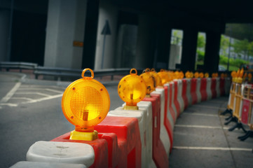 Construction light on the city road