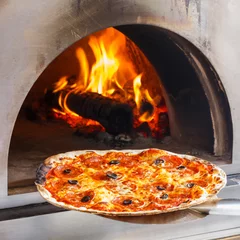 Foto op Plexiglas Fire oven pizza © smuay