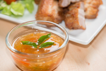 deep fried pork belly with spicy sauce