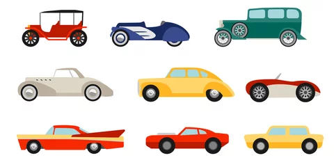 Tuinposter Flat style classic cars set © Black Spring