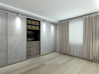 wardrobe in the modern interior rendering
