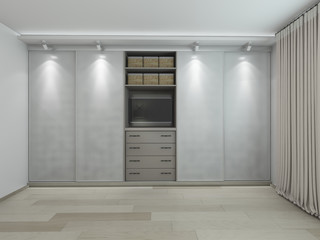 wardrobe in the modern interior rendering