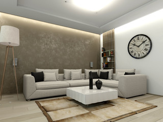Living room 3D rendering