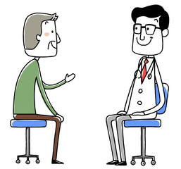 イラスト素材:医師と高齢者の患者