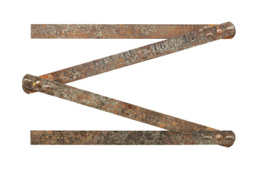 Rusty steel folding ruler