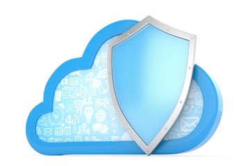 cloud and shield, cloud security concept