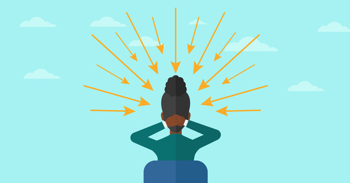 Woman with arrows poinded to her head.