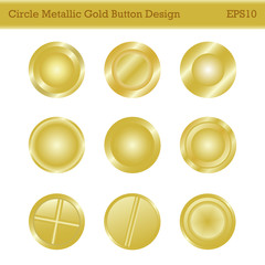 Circle Metallic Gold Button Set Design