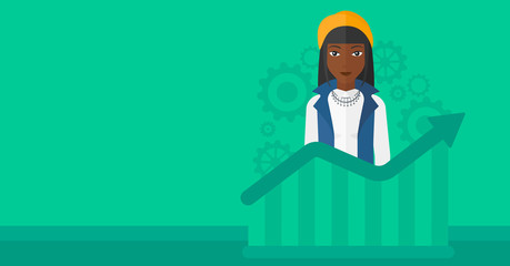 Woman with growing chart.