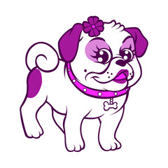 cartoon purple pug 