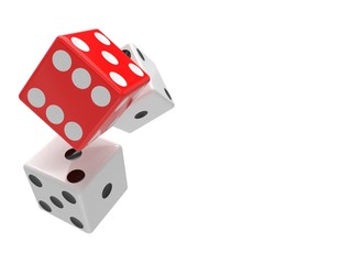 three dices on white