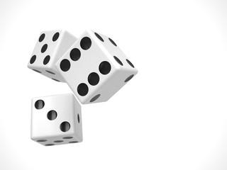 three dices on white
