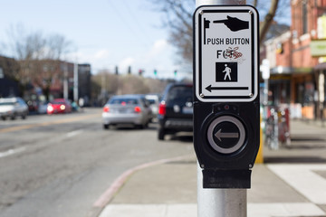 Street Crossing Button. Seattle, WA