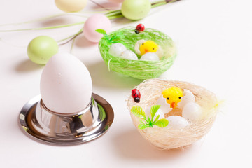 Festive Easter table setting with eggs