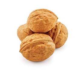 Dried walnuts isolated on white