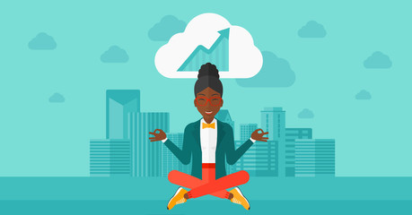 Peaceful business woman meditating.