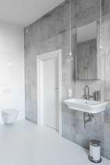 Naklejka na ściany i meble Gray and white bathroom