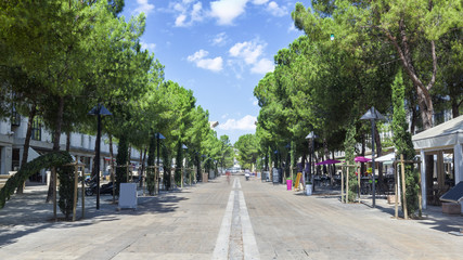 Fototapeta na wymiar Famous street in the neighborhood Antigone in Montpellier
