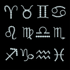 Set of diamond Zodiac signs.