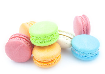 Colorful macaroon on white background