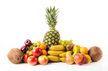 Fruits background.Healthy eating.  exotic fruits isolated on whi