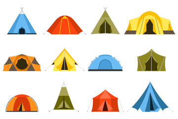 Tourist Tents Vector Icons