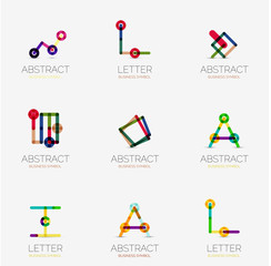Set of linear abstract geometrical icons and logos
