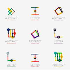 Set of linear abstract geometrical icons and logos