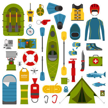 Camping and Hiking Vector Icons