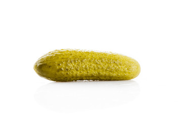 marinated pickled cucumbers isolated on white.  Pickled green gh