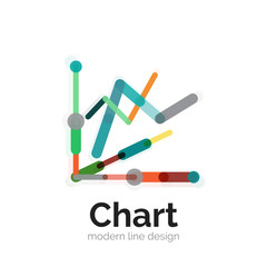 Thin line chart logo design. Graph icon modern colorful flat style