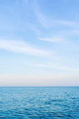 Fototapeta premium Ocean view of beautiful calm sea in blue sky.