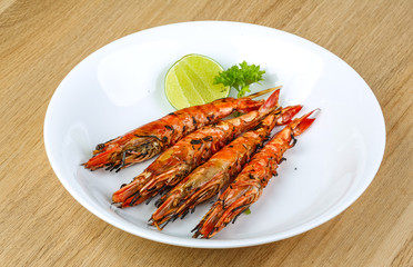 Grilled king prawns