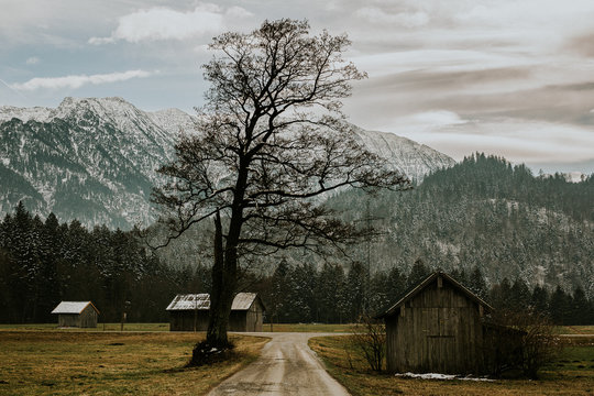 Fototapeta A spectacular landscape of snowy mountains