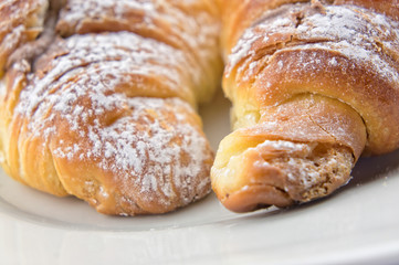 Italian cornetto closeup with copy space