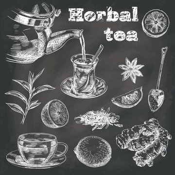 natural tea, lemon, ginger and star anise