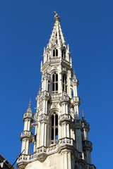 Fototapeta na wymiar Bruxelles, Grand-Place, Hôtel de ville, flèche