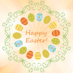 light orange vector background with easter eggs - happy easter